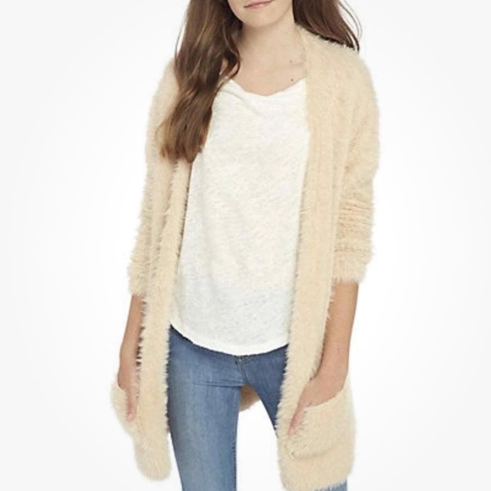 Free People Faux Fur Cardi Cardigan Sz L